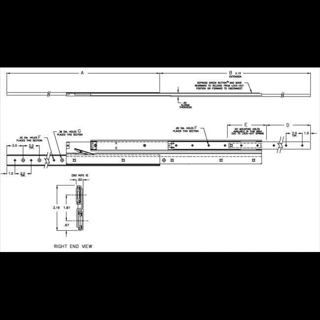 CLB-315 Full Extension with Quick Disconnect Ball Bearing Slide - Image 2