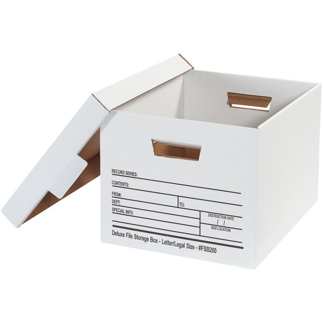 Deluxe File Storage Box - 15x12x10 in - Chipboard Carton - Image 1