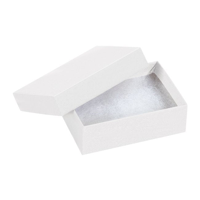 Alpha Packaging White Fiberboard Jewelry Box - Set of 100 - Image 1