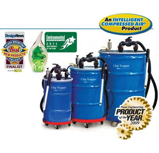 110 Gallon Chip Trapper Air Operated Vacuum Cleaner with Reversible Drum Vac Pump - Image 1