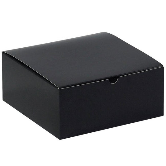 Alpha Packaging, Inc. 8x8x3.5 Black Gloss Chipboard Gift Box - Image 1