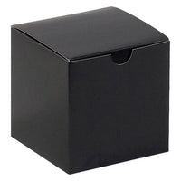 Gloss Black Chipboard Carton Gift Box (4x4x4 in)