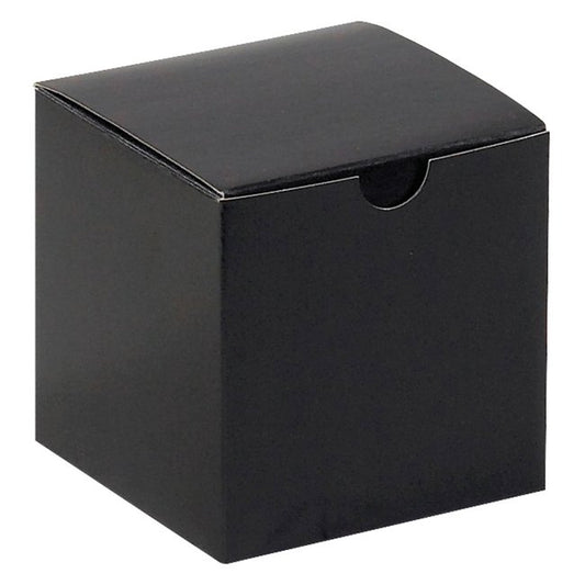 Gloss Black Chipboard Carton Gift Box (4x4x4 in) - Image 1