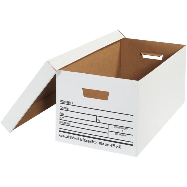 Alpha Packaging, Inc. 24x12x10 Auto-Lock Bottom File Storage Box - Image 1