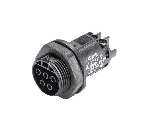 Wieland RST20I5 Female Device Connector, Black, Straight Angle Plug - Image 1