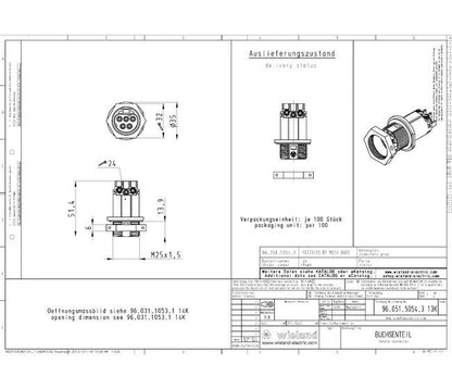 Wieland RST25I5S B1 M01V BG03 Electrical Connector - Female, 25A, M25 - Image 2