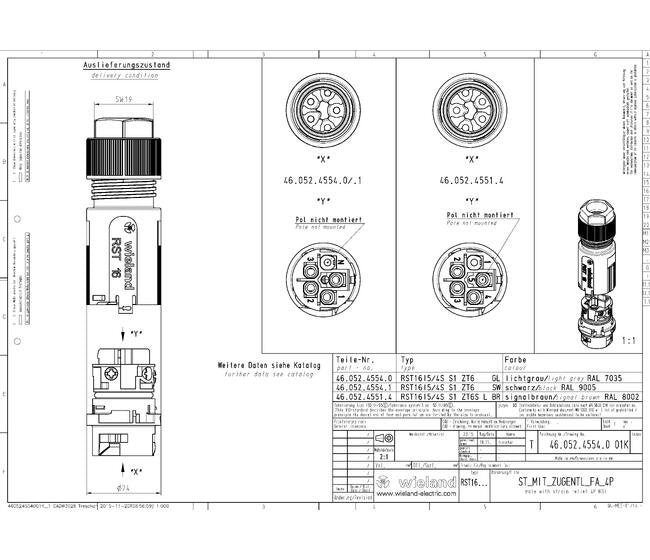 Wieland 5-Pole Black Male Pluggable Electrical Connector - 16 A - Image 2