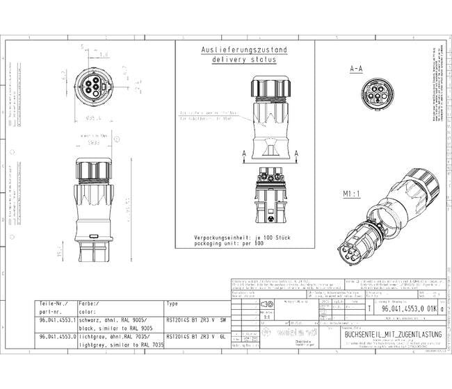 Wieland RST20I4S B1 ZR3 SW 4-Pole Outdoor Circular Connector - Image 2