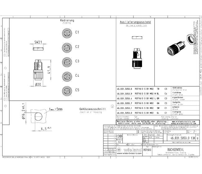 Wieland RST16I3 Outdoor Electrical Connector - Image 3