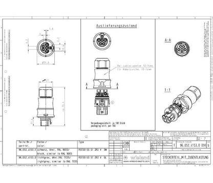Wieland RST20I5S Circular Connector 5 Pole Male Screw 20A - Image 2