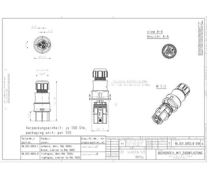 Wieland RST20I3F B2 ZR1 SW 3-Pole Female Electrical Connector - 20A, IP69 Rated - Image 2