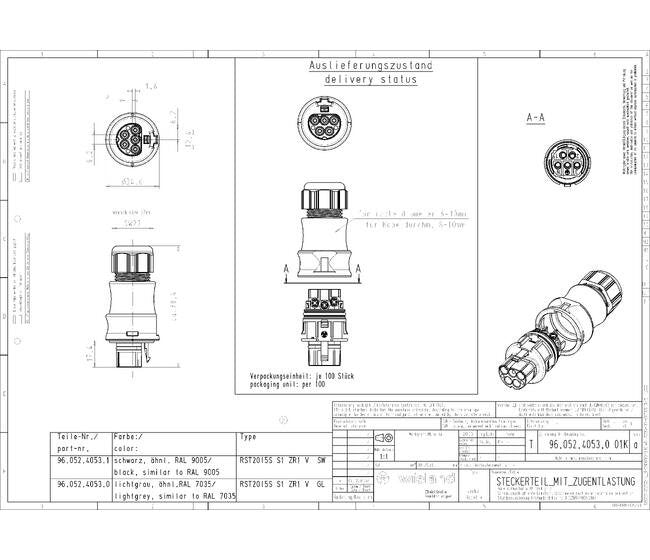 Wieland RST20I5S Male Circular Connector 5 Pole 20A Screw Type - Image 2