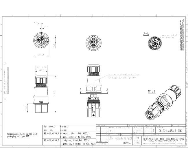 Wieland RST20I2S B13ZR1 SW Circular Connector - 20A Female Screw IP69 Rated - Image 2