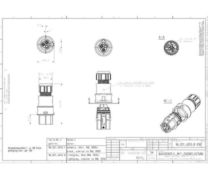 Wieland RST20I2S B13ZR1 SW Circular Connector - 20A Female Screw IP69 Rated - Image 2