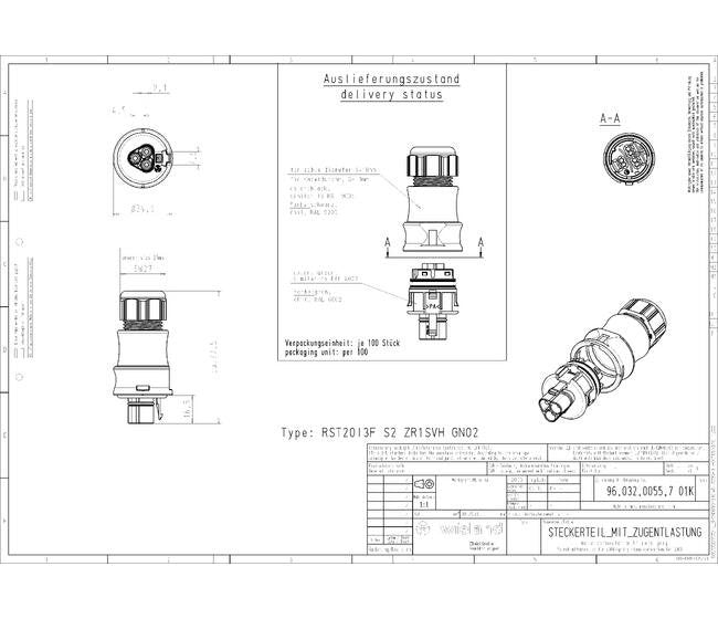 Wieland RST20I3F Pluggable Electrical Connector - Male, 3 Pole, 20A, IP69 Rated - Image 3
