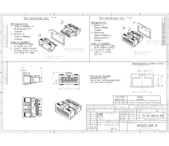 Wieland GST15I5S Electrical Connector | 5-Pole Snap-In Female | 250/400V, 16A - Image 2