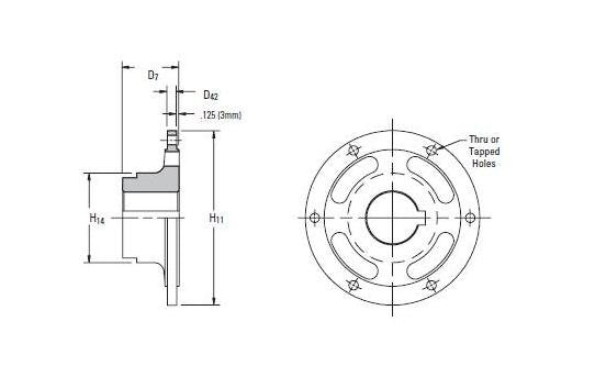 Industrial Grade CB Drum Hub Mounting Components - 32CB525 Tapped Holes - Image 1