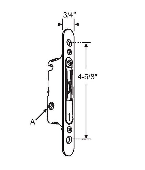 45 Degree Mortise Lock with Faceplate and 16-175, Stainless Steel Finish - Image 1