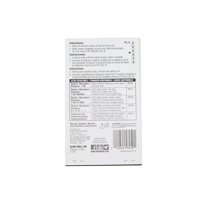 Klein Tools 14 Pages Wire Marker Book - Vinyl Coated Cloth, 1-48 Legend - Image 2