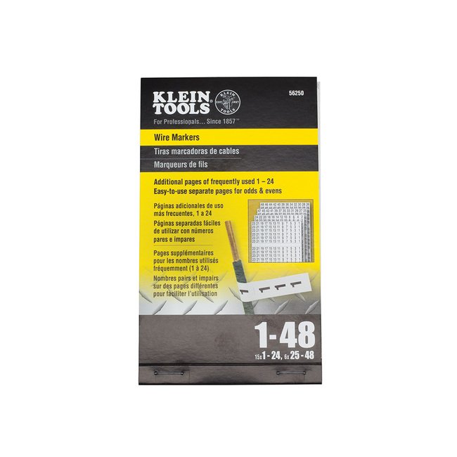 Klein Tools 14 Pages Wire Marker Book - Vinyl Coated Cloth, 1-48 Legend - Image 1