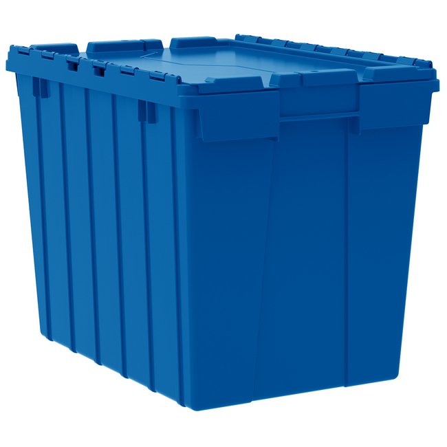 Blue Attached Lid Container - 2.3 ft³ Capacity - Image 1