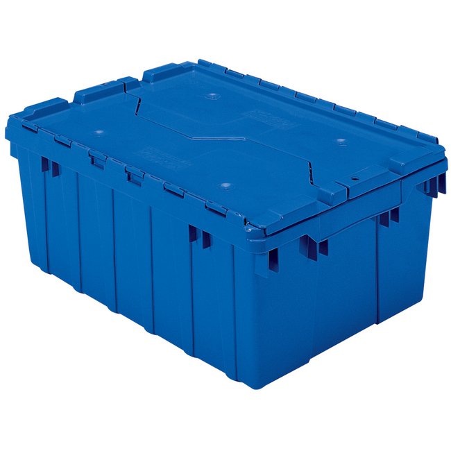 1.1 ft³ Blue Attached Lid Container - Source Equipment Co. - Image 1