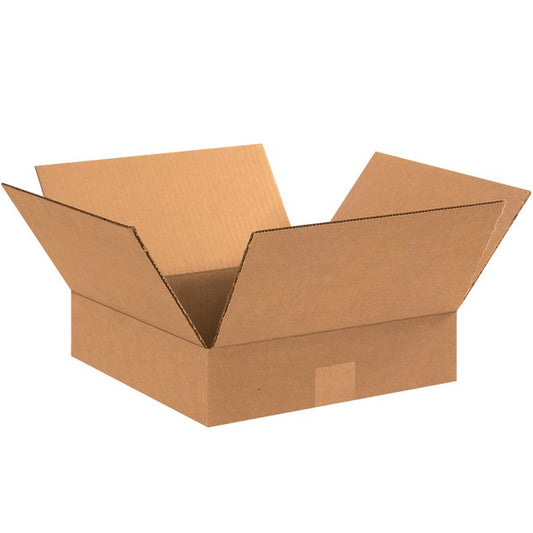 12x12x3 Flat Corrugated Box - Kraft ECT-32 (25 Pack) - Image 1
