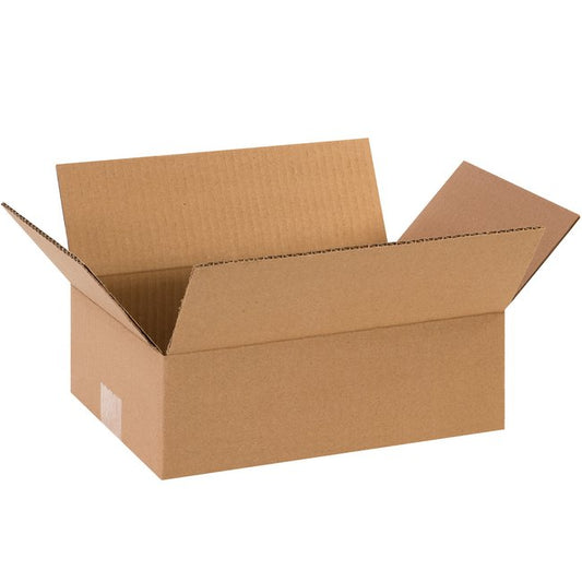 12x8x4 Flat Corrugated Box - Kraft ECT-32, Bundle of 25 - Image 1