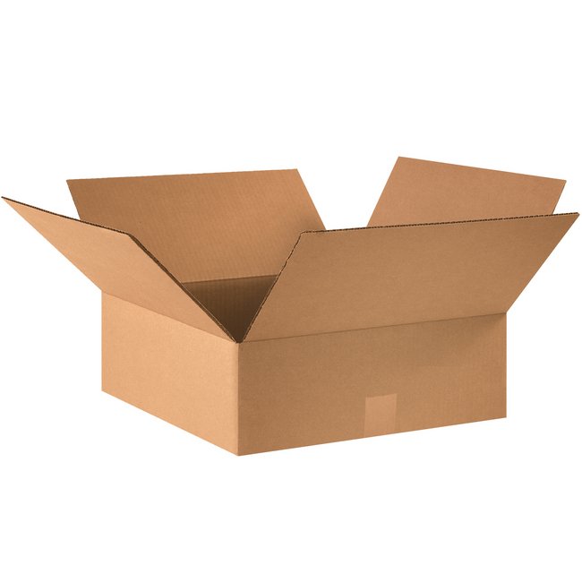 16x16x5 Flat Corrugated Box - ECT-32 Kraft, Bundle of 25 - Image 1