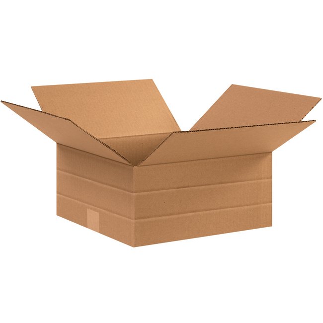 Adjustable Multi-Depth Kraft Corrugated Box - 12.5x12.5x6 in - Image 1