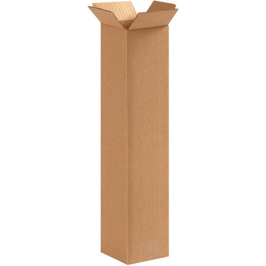 Alpha Packaging 4x4x18 Tall Kraft Corrugated Box Bundle (25 Pack) - Image 1