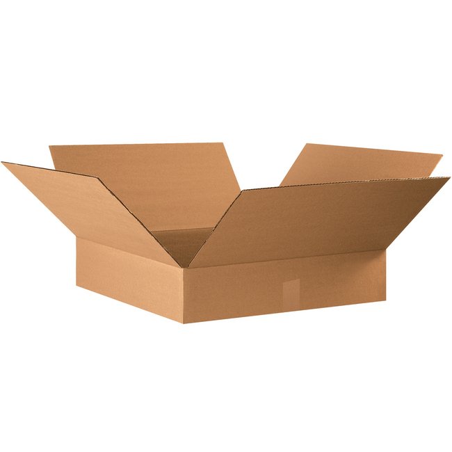Flat Corrugated Box - 22x22x4 inches, Bundle of 10, Kraft ECT-32 - Image 1