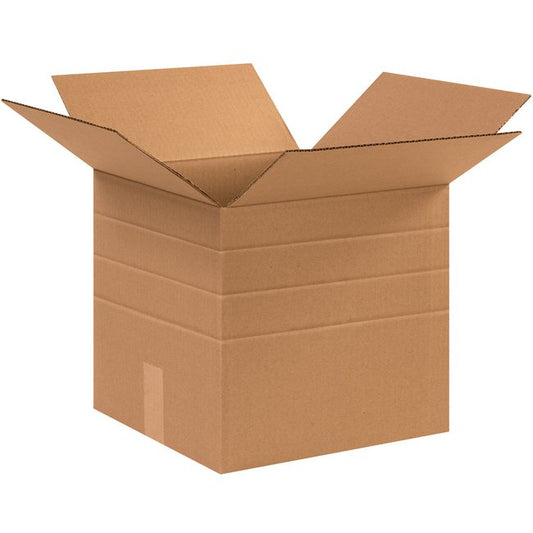 Multi-Depth Kraft Corrugated Box 12-1/2x12-1/2x12 Inches - Image 1