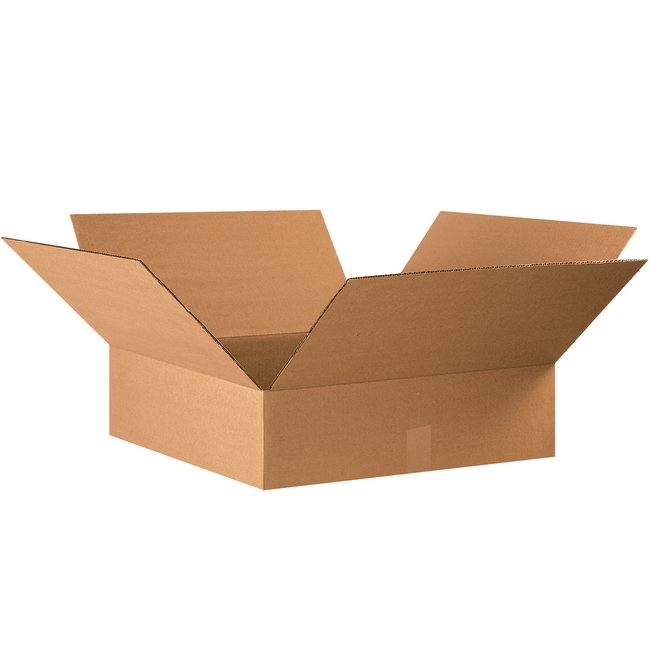 18x18x5 Flat Corrugated Box - Bundle of 25, ECT-32 Kraft - Image 1