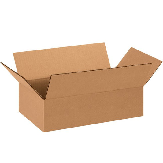 14x8x4 Flat Corrugated Box - ECT-32 Kraft, Bundle of 25 - Image 1