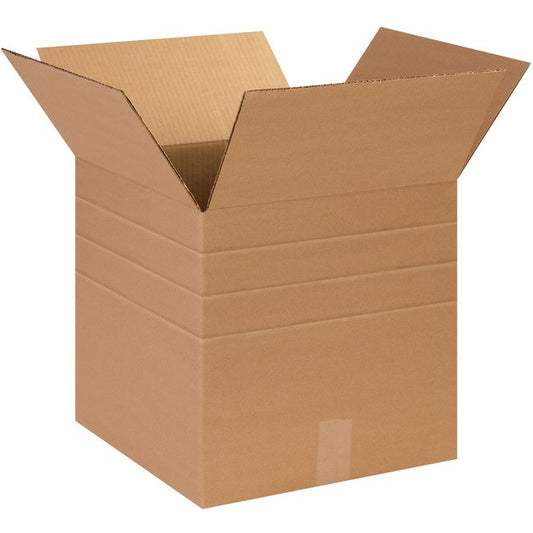 14x14x14 Multi-Depth Corrugated Box - ECT-32 Kraft - Image 1
