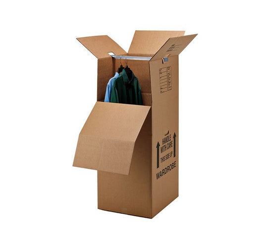Heavy-Duty Corrugated Wardrobe Boxes with Hang Bar - Image 1