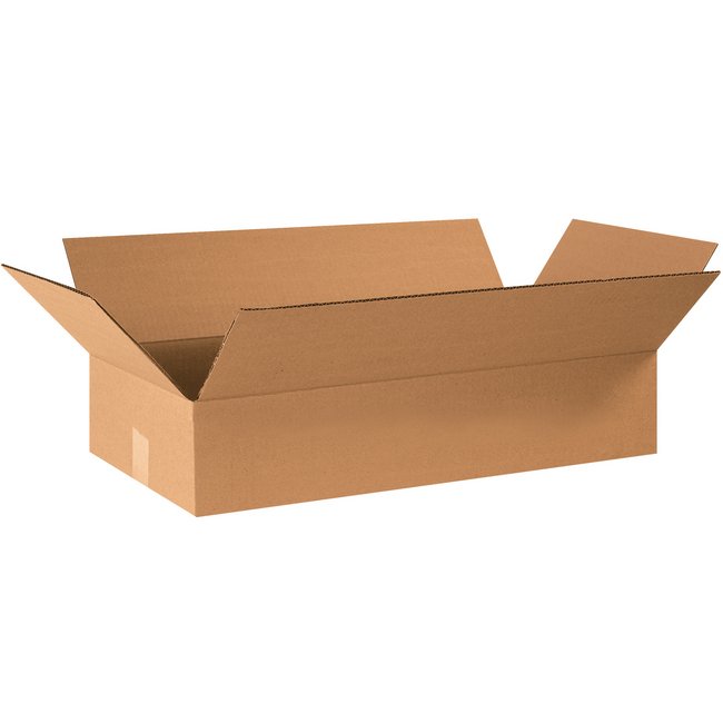 24x12x4 Flat Corrugated Box Bundle - Kraft ECT-32, 25 Pack - Image 1