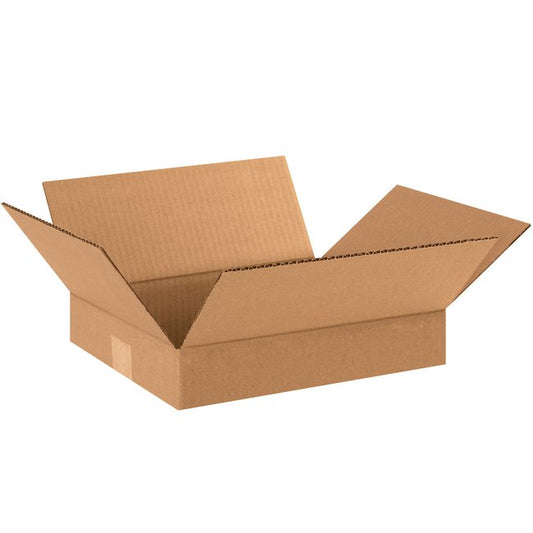 12x10x2 Flat Corrugated Box, Kraft ECT-32, Bundle of 25 - Image 1