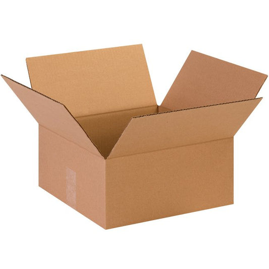 13x13x6 Flat Corrugated Box - Bundle of 25, Kraft ECT-32 - Image 1
