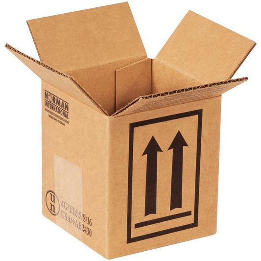 HazMat Tested Corrugated Shipping Box 4.4375 x 4.4375 x 5 Inches - Image 1