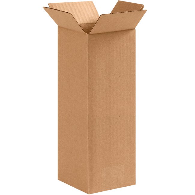 Alpha Packaging, Inc. 4x4x10 Tall Kraft Corrugated Box (Bundle of 25) - Image 1