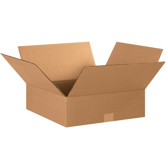 15x15x5 Flat Corrugated Box Bundle - ECT-32 Kraft, Pack of 25 - Image 1