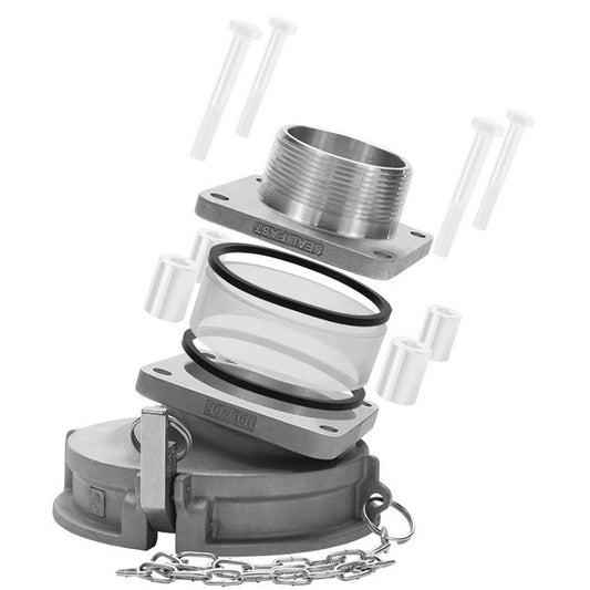 Seal Fast 4 Inch Aluminum Gravity Drop Male Adapter Coupling with Self-Locking Handles - Image 1