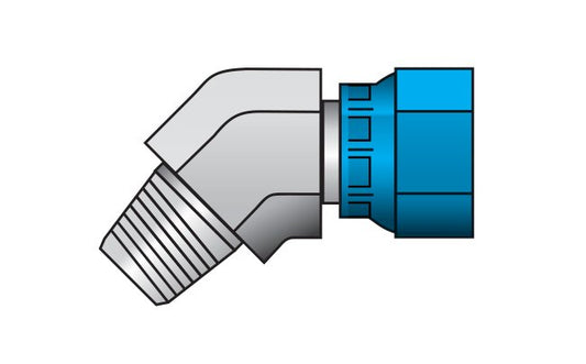 45 Degree Carbon Steel Male x Female Swivel Pipe Elbow, 1/8" NPTF & NPSM Thread Sizes - Image 1