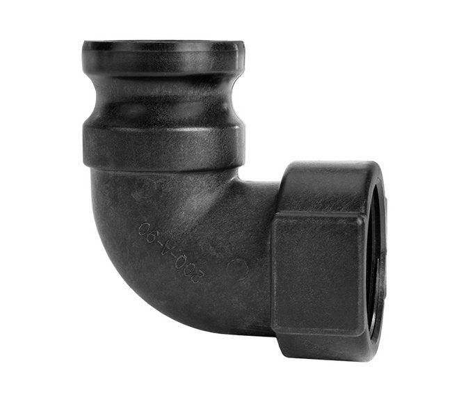 Polypropylene 1 1/2 in Male Adapter x Female NPT 90 Degree Elbow Banjo Cam Coupling - Image 1