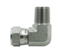 Carbon Steel 90° Male x Female Swivel Pipe Elbow, 1/4 in NPTF & 3/8 in NPSM Threads