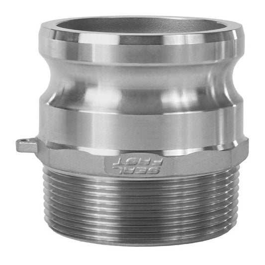 304 Stainless Steel Type F Male Adapter x Male NPT Cam and Groove Coupling, 3/4 inch - Image 1