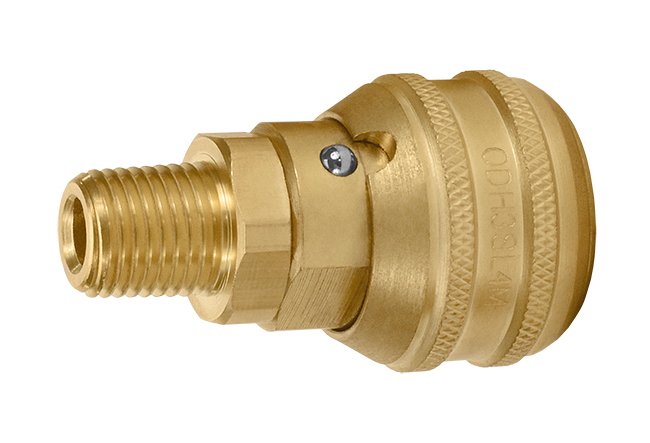 Brass Auto Industrial Interchange Quick Connect Socket - 2.05 in Length, 1/4 in Body - Image 1