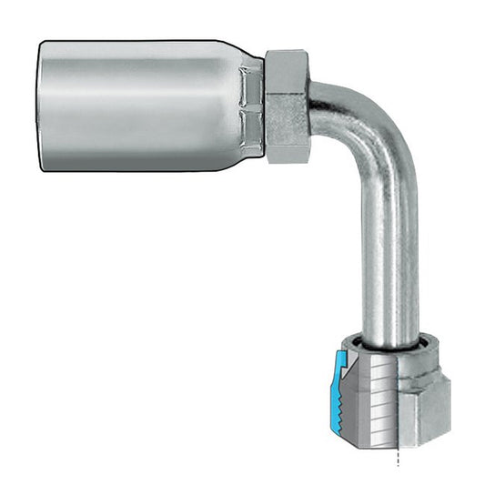 Long Drop 90-Degree Swivel JIC 37 Female Coupling - Image 1